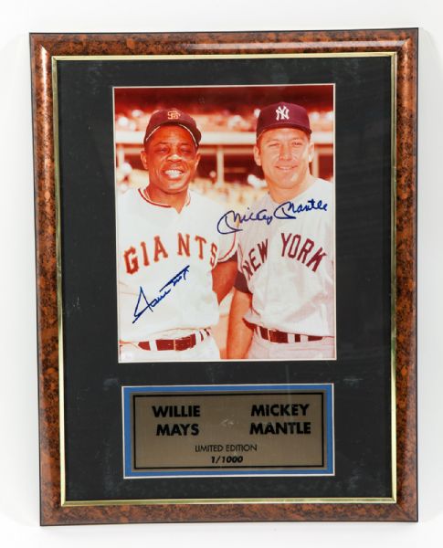 MICKEY MANTLE AND WILLIE MAYS LIMITED EDITION (1/1000) SIGNED PHOTO