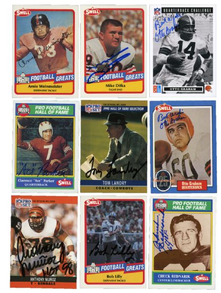 FOOTBALL HALL OF FAME AUTOGRAPHED CARD LOT OF 53