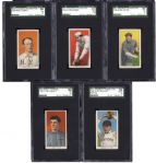 1909-11 T206 GRADED LOT OF 5 COMMONS