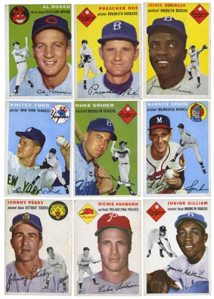 1954 TOPPS LOT OF 16 DIFFERENT INC. ROBINSON, SNIDER, FORD, SPAHN, ASHBURN