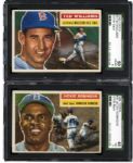 1956 TOPPS BASEBALL SGC GRADED #5 TED WILLIAMS AND #30 JACKIE ROBINSON