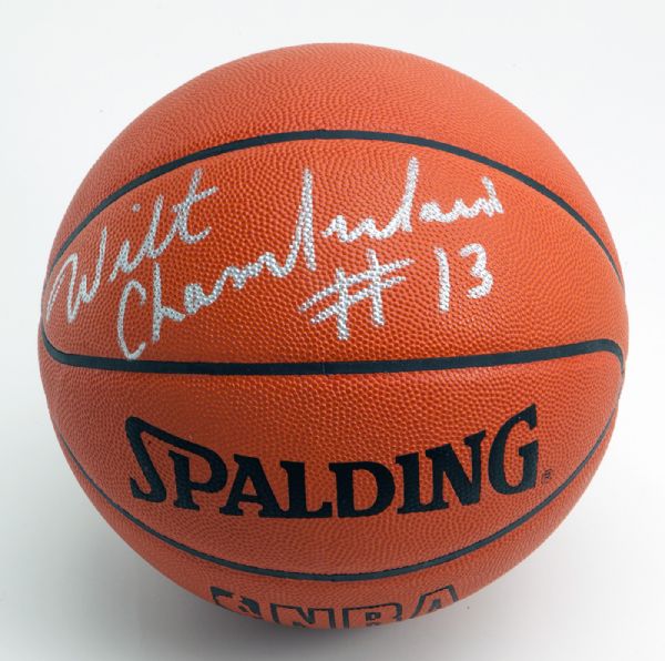 WILT CHAMBERLAIN SIGNED AND INSCRIBED BASKETBALL