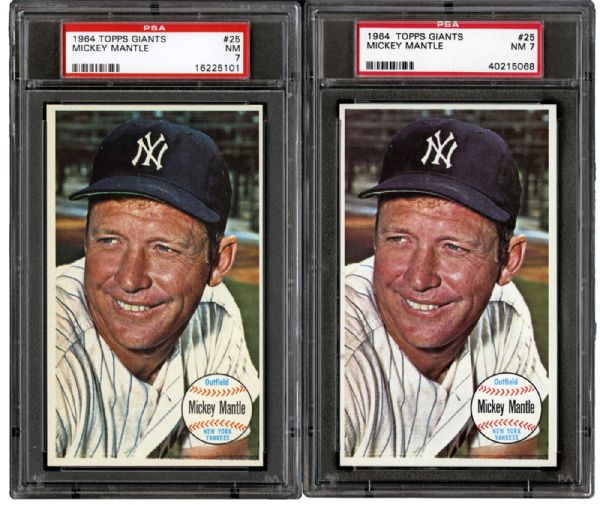 1964 TOPPS GIANTS #25 MICKEY MANTLE NM PSA 7 LOT OF 5