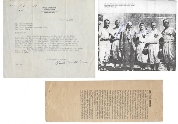 LETTERS OF CORRESPONDENCE TO CASEY STENGEL PLUS A BOB SHAWKEY AND JOE MCCARTHY SIGNED COPY OF PICTURE FROM MAGAZINE (LOA FROM CASEY STENGEL ESTATE)