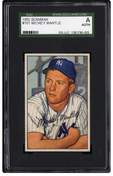1952 BOWMAN #101 MICKEY MANTLE SGC AUTHENTIC
