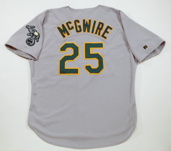 MARK MCGWIRE GAME USED OAKLAND AS ROAD JERSEY