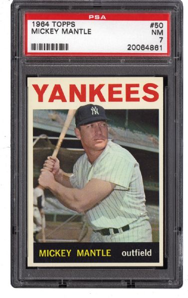 1964 TOPPS #50 MICKEY MANTLE NM PSA 7