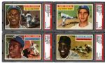 1956 TOPPS PSA GRADED LOT OF 4 - MAYS, KOUFAX, AARON, AND ROBINSON