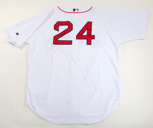 2004 MANNY RAMIREZ SIGNED BOSTON RED SOX GAME WORN HOME JERSEY WITH INSCRIPTION "W.S. MVP"