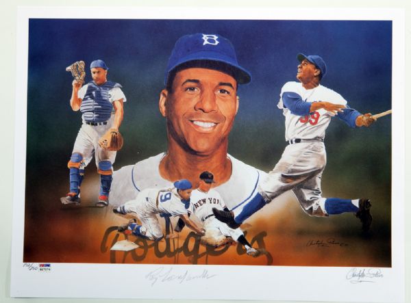 ROY CAMPANELLA SIGNED LIMITED EDITION LITHO 192/250 "CAMPY" AND SIGNED BY ARTIST PALUSO - PSA/DNA