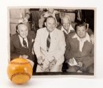 MULTI-SIGNED BASEBALL INCLUDING BABE RUTH TY COBB TRIS SPEAKER WITH ORIGINAL PHOTO