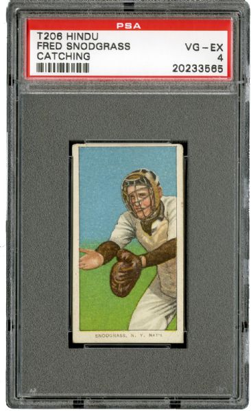 1909-11 T206 RED HINDU BACK FRED SNODGRASS (CATCHING) VG-EX PSA 4