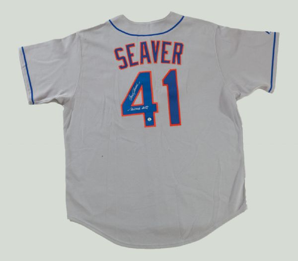 TOM SEAVER SIGNED NEW YORK METS COOPERSTOWN COLLECTION JERSEY INSCRIBED "MIRACLE METS"