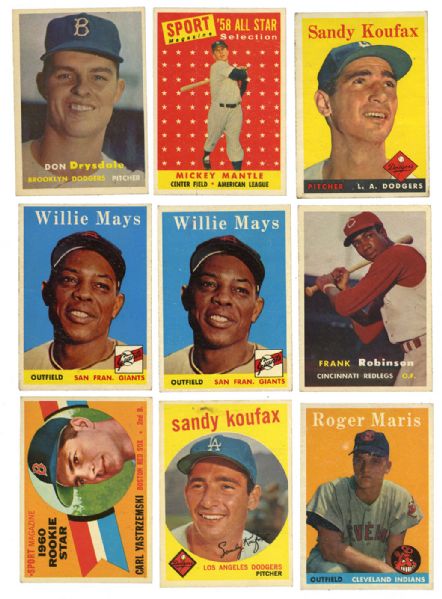 MAINLY 1957 THROUGH 1959 TOPPS BASEBALL CHILDHOOD LOT OF OVER 900 - LOADED WITH STARS