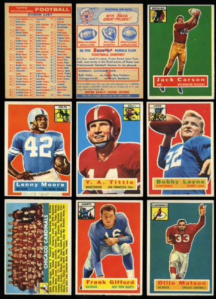  1956 TOPPS FOOTBALL NEAR SET (107/120) PLUS CHECKLIST AND CONTEST CARD