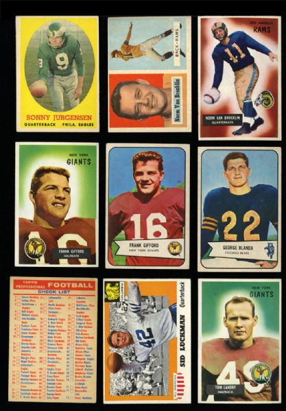  MOSTLY 1954 THROUGH 1958 TOPPS AND BOWMAN FOOTBALL LOT OF 326 - LOADED WITH HALL OF FAMERS