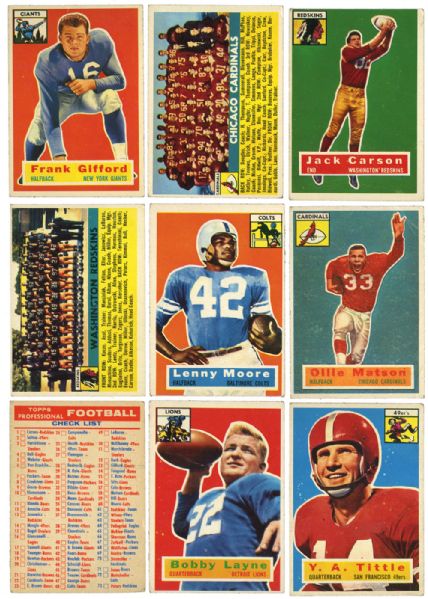 1956 TOPPS FOOTBALL PARTIAL SET (110/120) PLUS CHECKLIST AND CONTEST CARD