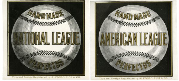 C. EARLY 1900s AMERICAN AND NATIONAL LEAGUE CIGAR LABELS ADVERTISEMENT
