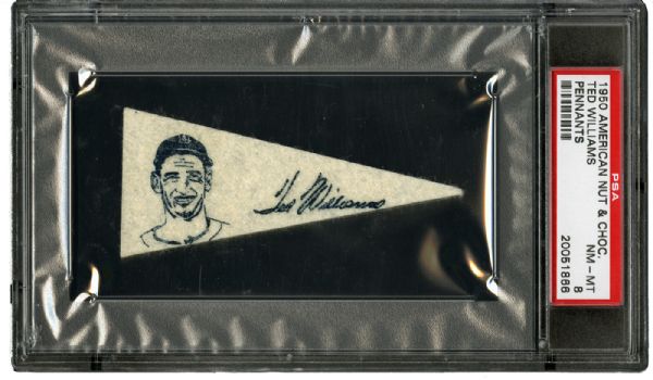 1950 AMERICAN NUT & CHOCOLATE TED WILLIAMS PENNANT NM-MT PSA 8 (1/1)