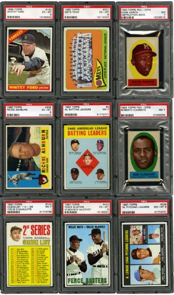 1959 THROUGH 1967 TOPPS BASEBALL PSA GRADED HALL OF FAME AND STAR CARD LOT OF 51