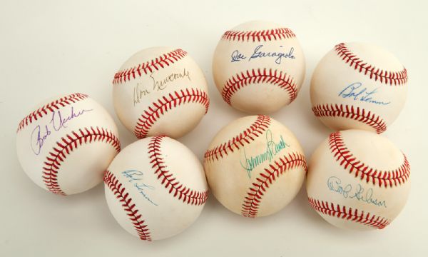 SINGLE SIGNED BASEBALL LOT OF 7 INC. BENCH, LEMON (2), GIBSON AND OTHERS