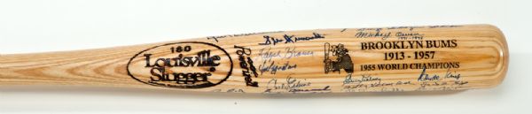 1913-1957 BROOKLYN BUMS SIGNED BAT FEATURING CAMPANELLA, SNIDER, HERMAN AND SEVERAL OTHERS