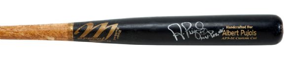 OZZIE SMITH’S PERSONAL 2009 ALBERT PUJOLS AUTOGRAPHED GAME USED BAT