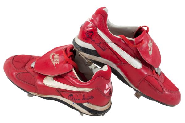 OZZIE SMITH’S AUTOGRAPHED ST. LOUIS CARDINALS GAME WORN NIKE CLEATS