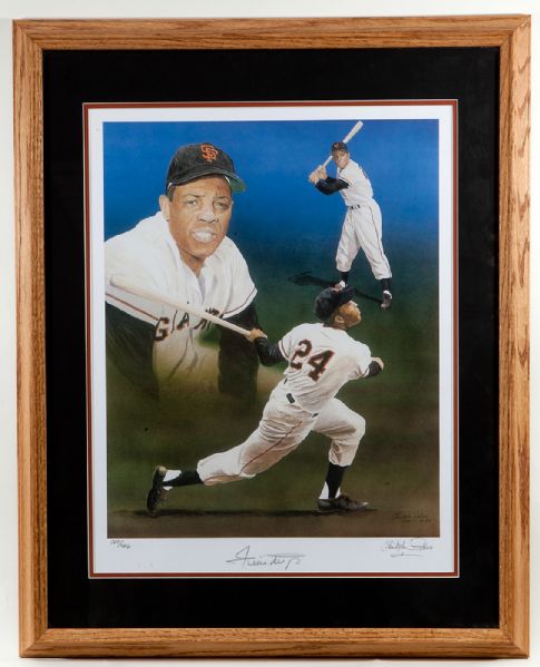 WILLIE MAYS SIGNED AND FRAMED CHRISTOPHER PALUSO LIMITED EDITION PRINT #127/426