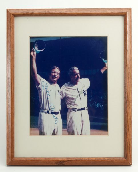 MICKEY MANTLE AND JOE DIMAGGIO SIGNED AND FRAMED 8 BY 10 COLOR PHOTO