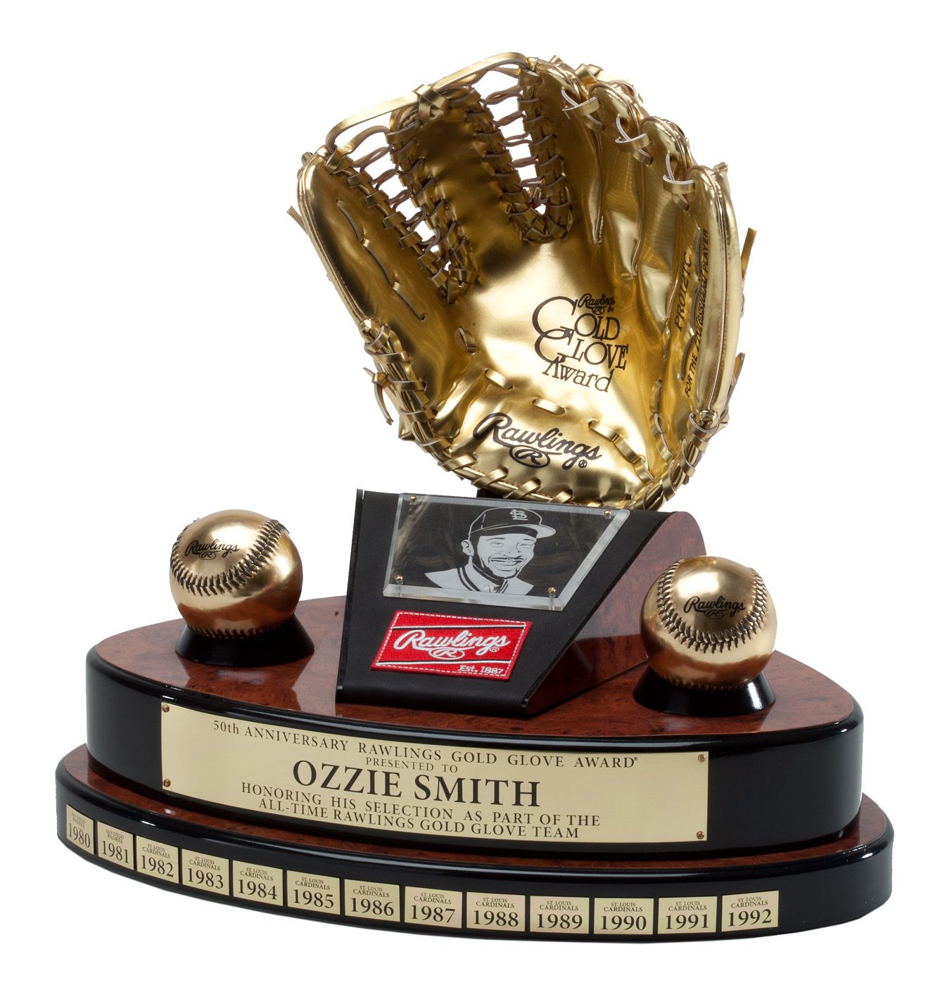 Ozzie Smith St. Louis Cardinals Autographed Gold Leather Baseball