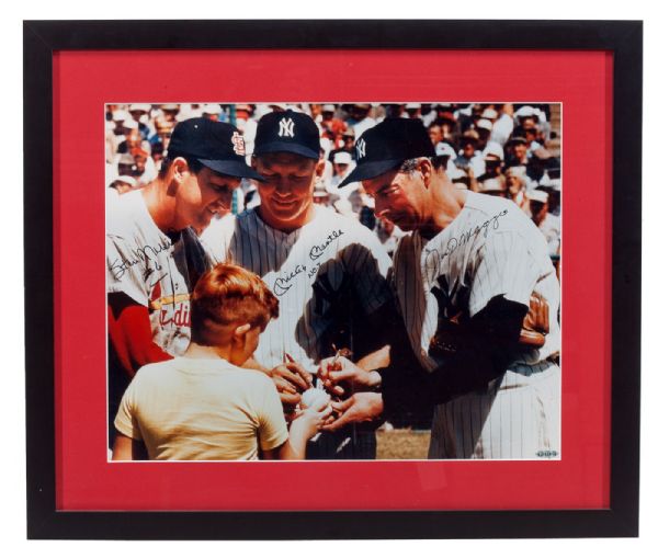 OZZIE SMITH’S PERSONAL MUSIAL/MANTLE/DIMAGGIO UDA AUTOGRAPHED 16” BY 20” PHOTOGRAPH