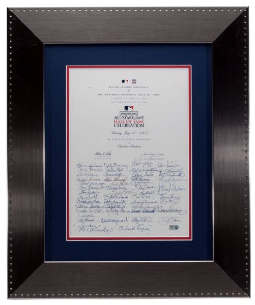 OZZIE SMITH’S 2008 YANKEE STADIUM MLB ALL-STAR GAME HALL OF FAME CELEBRATION INVITATION SIGNED BY 48 HOFERS