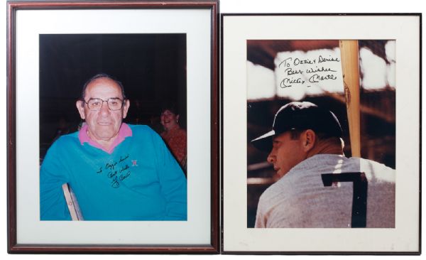 OZZIE SMITH’S PERSONAL MICKEY MANTLE AND YOGI BERRA AUTOGRAPHED 16” BY 20” PHOTOGRAPHS