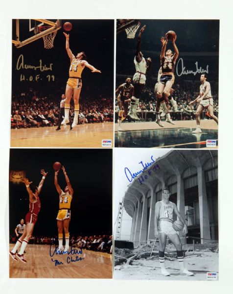 LOT OF (4) JERRY WEST SIGNED 8 X 10 PHOTOS 