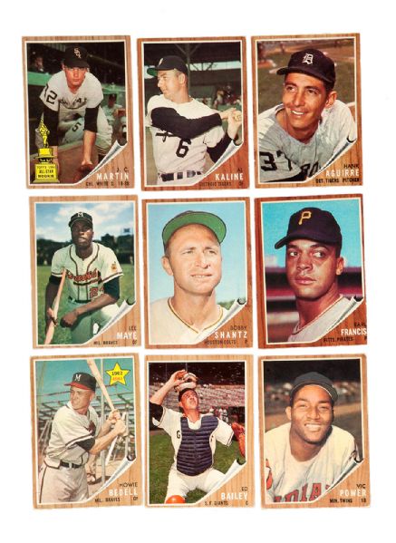 1962 TOPPS BASEBALL LOT OF APPROXIMATELY 400 CARDS 