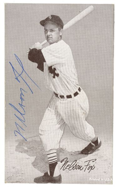 1962 STATISIC BACK EXHIBITS NELLIE FOX AUTOGRAPHED CARD