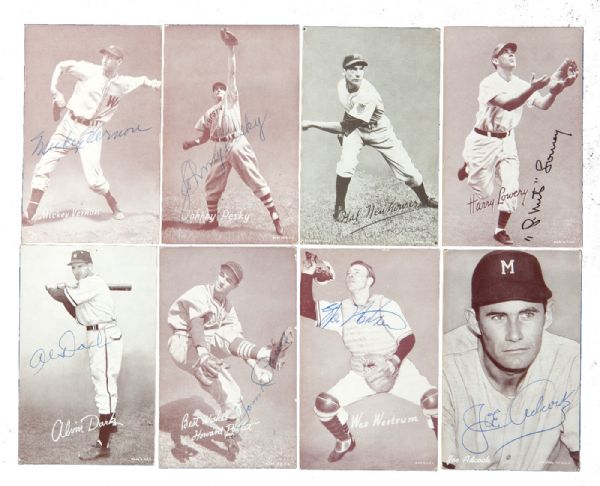 LOT OF (8) 1947-66 SIGNED EXHIBITS CARDS 