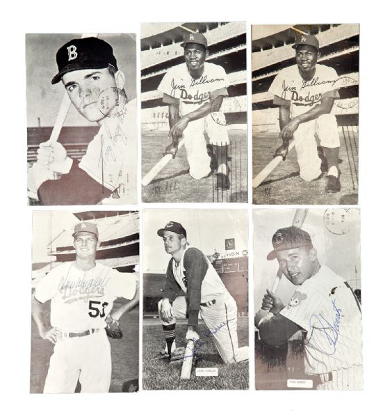 LOT OF (6) SIGNED 1964 J.D. MCCARTHY POST CARDS INCLUDING HALL OF FAMERS DRYSDALE AND SANTO WITH OTHERS