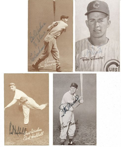 LOT OF (4) SIGNED HALL OF FAME EXHIBITS CARDS INCLUDING STAN MUSIAL AND OTHERS