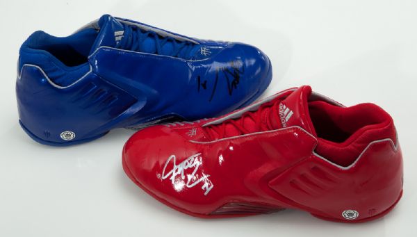 TRACY MCGRADY SIGNED NBA ALL-STAR GAME WORN RED AND BLUE SHOES