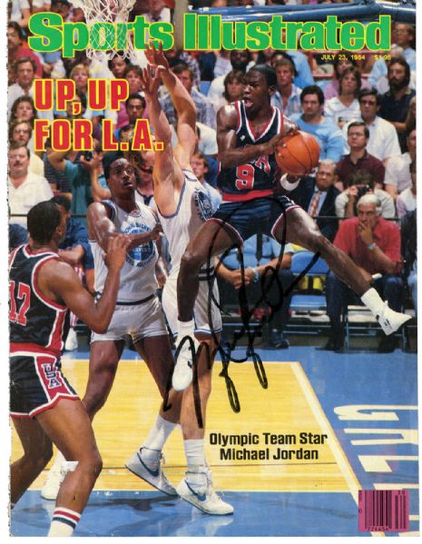 JULY 1984 SPORTS ILLUSTRATED COVER ONLY SIGNED BY MICHAEL JORDAN 
 