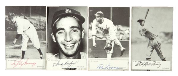 1974 TCMA AUTOGRAPH SERIES LOT OF 13 SIGNED CARDS INC. SANDY KOUFAX AND 10 OTHER HOFERS