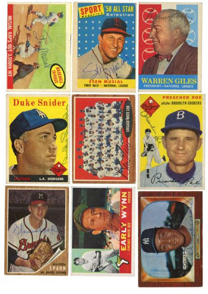 1951 THROUGH 1964 BOWMAN & TOPPS AUTOGRAPHED CARD LOT OF 44 INC. 22 HOFERS