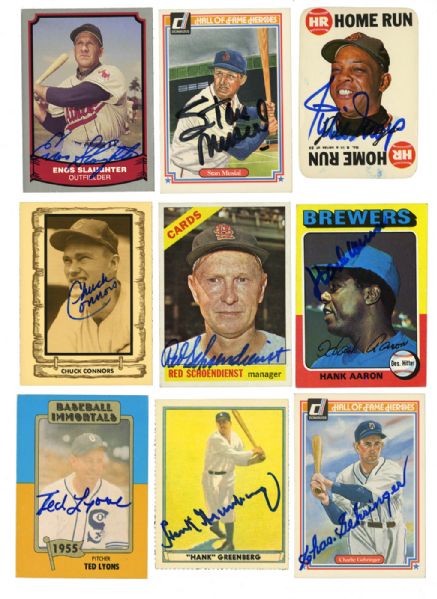 MOSTLY 1970S - 1980S SIGNED BASEBALL CARD LOT OF 41 WITH 35 HALL OF FAMERS