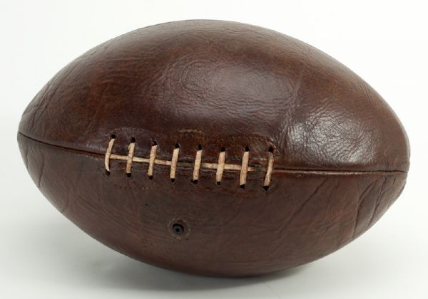1920S SPALDING MELON-STYLE LEATHER FOOTBALL