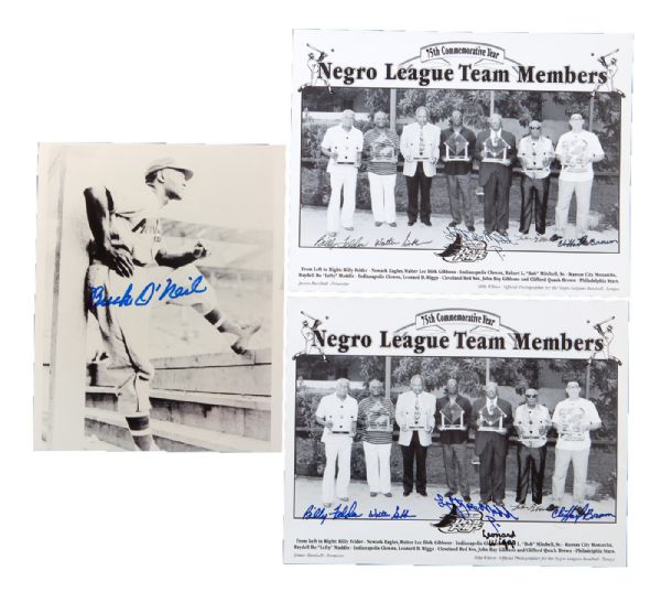 LOT OF (3) SIGNED NEGRO LEAGUERS PHOTOS