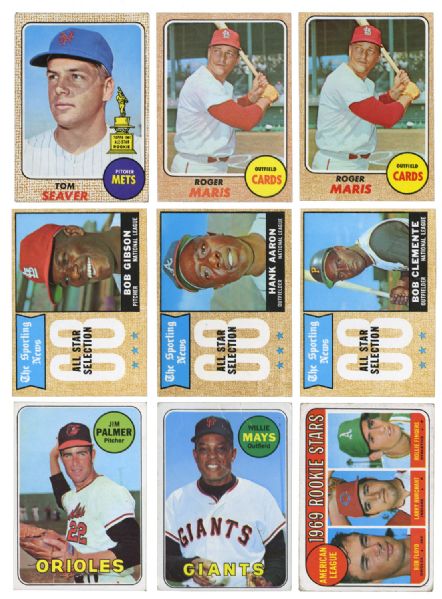 MOSTLY 1968 TOPPS (288) AND 1969 TOPPS (232) BASEBALL LOT OF 544