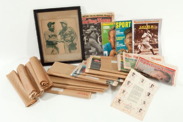 COLLECTION OLD SPORTING NEWS (MOST WRAPPED) PLUS OTHER ITEMS