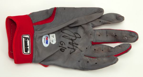 JOEY VOTTO SIGNED FRANKLIN GAME-USED BATTING GLOVE WITH #19 IMPRINTED